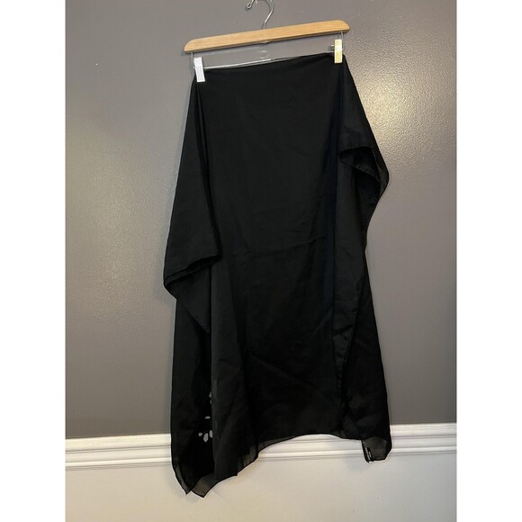 Mariella Burani Parfums Scarf Womens Black Sheer Lightweight Floral Wrap Shawl - Picture 3 of 5